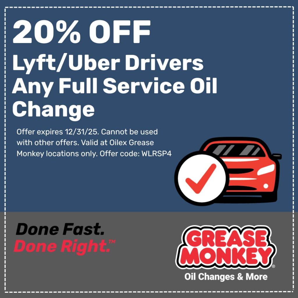 20% Lyft/Uber Drivers Any Full Service Oil Change Coupon